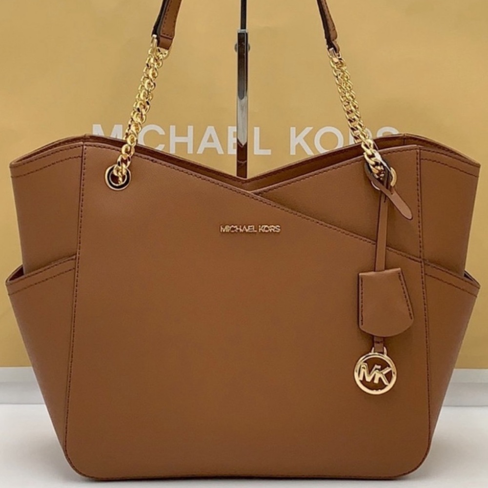 Michael Kors Large X Chain Shoulder Tote Bag Luggage - Picture 3 of 10